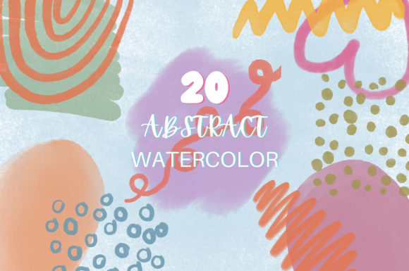 20 Abstract Watercolor Brush Stamp Set 2