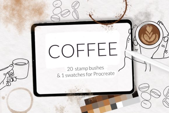 Coffee Stain & Cup Stamp Brush Set