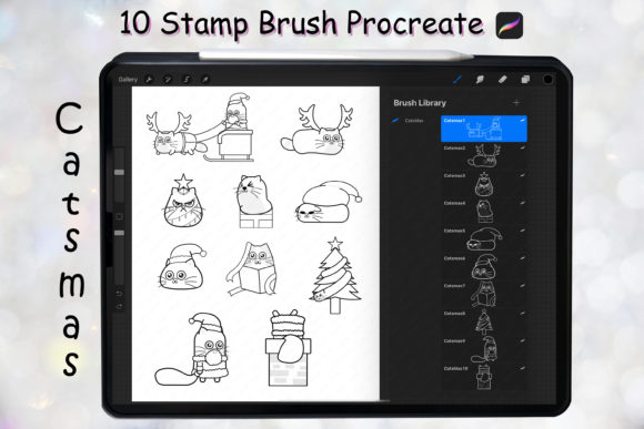 Elevating Holiday Design Workflows with the 10 Cat Christmas Stamp Brush Procreate