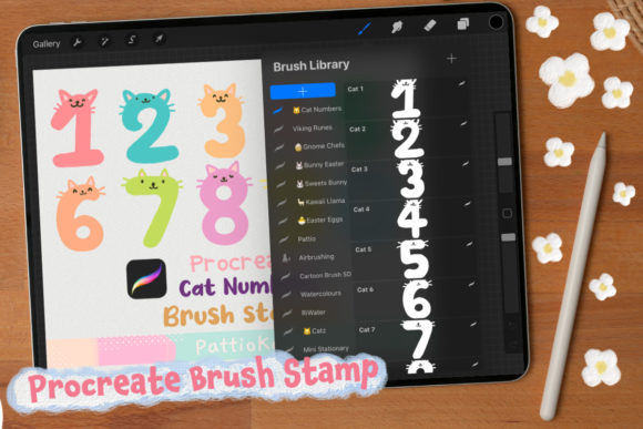 Enhancing Digital Art with Procreate Brush Stamp Cute Cat Numbers