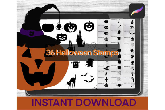Halloween Stamps for Procreate: 32 Spooky Brushes