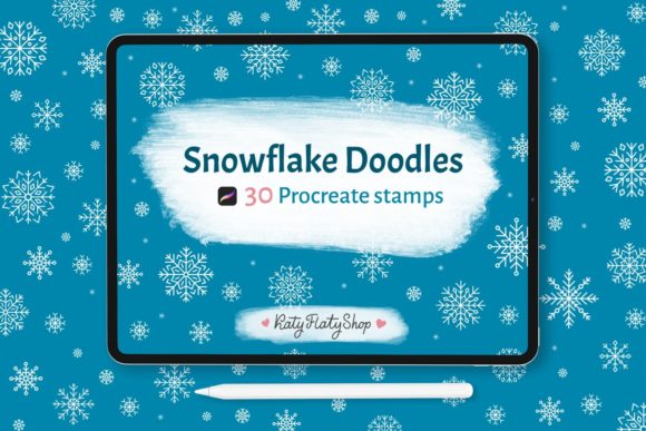 Mastering Winter Designs with 30 Snowflakes Procreate Stamps