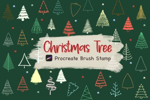 Procreate Brush Stamp, 55 Christmas Tree: Streamlining Your Holiday Design Workflow