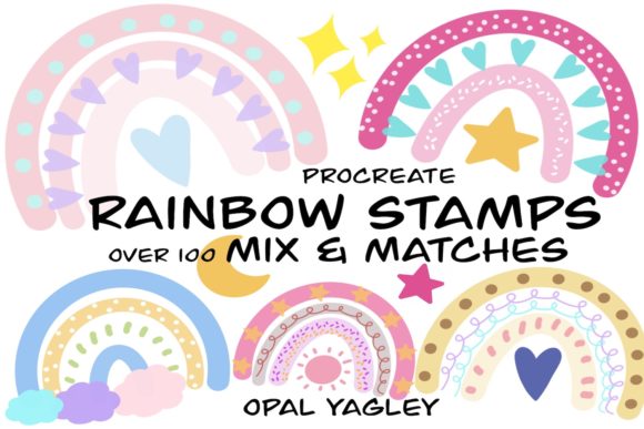Rainbow Procreate Stamps: Mix & Match Digital Art
