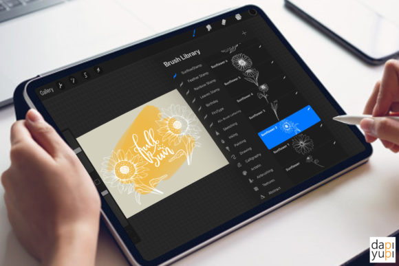 Streamline Your Digital Art with the Sun Flower Procreate Brush Stamp